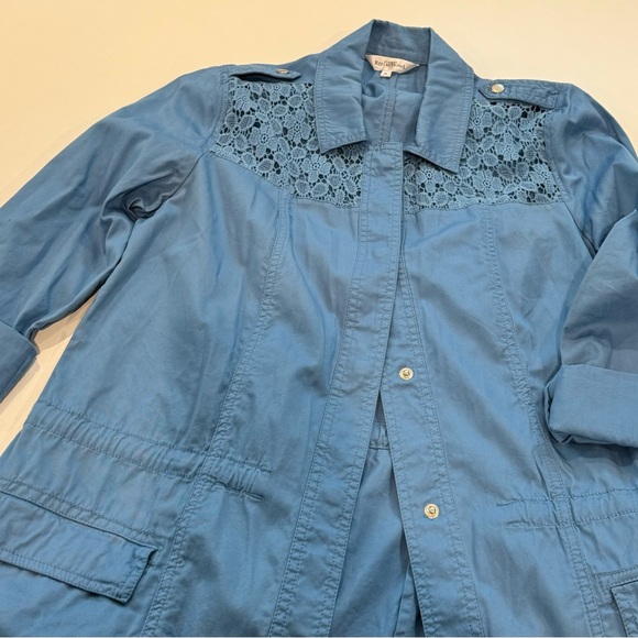 2/$20 Northern Reflections Blue Utility Jacket with Lace Accents 100% cotton M - Picture 2 of 12